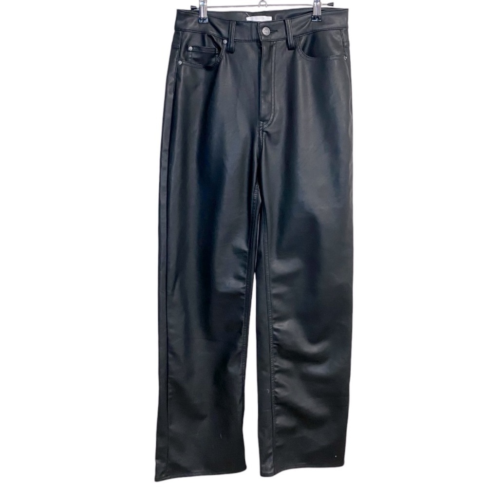 H&M - Black Vegan Leather Wide Leg Pant - 6 - Picture 2 of 11
